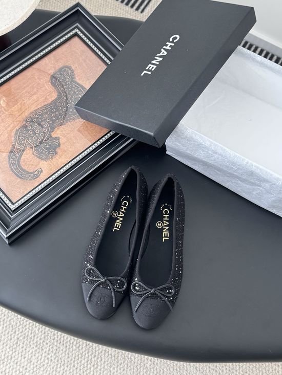 Chanel Classic Round Toe Low Heel Ballet Flats with Leather Sole