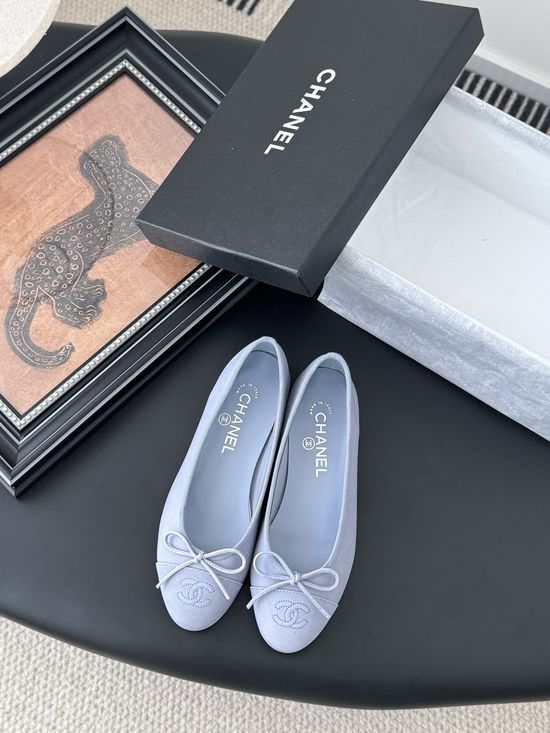 Chanel Classic Round Toe Low Heel Ballet Flats with Leather Sole