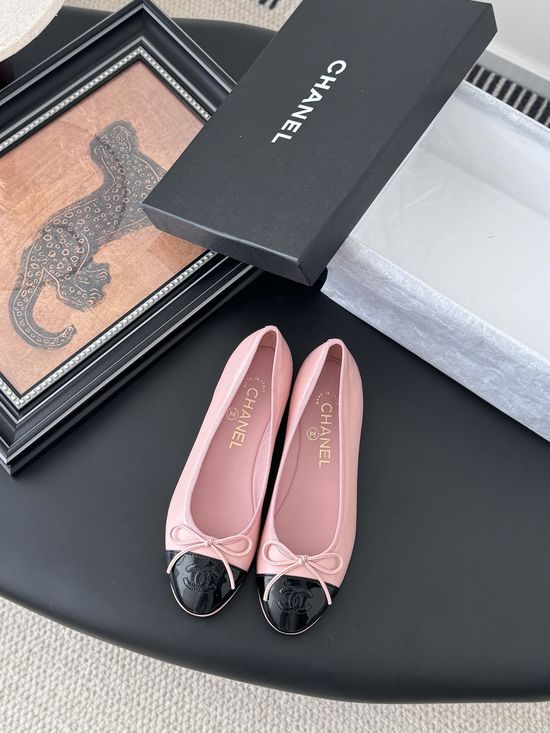 Chanel Classic Round Toe Low Heel Ballet Flats with Leather Sole