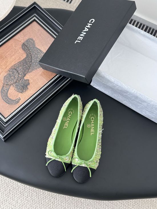 Chanel Classic Round Toe Low Heel Ballet Flats with Leather Sole