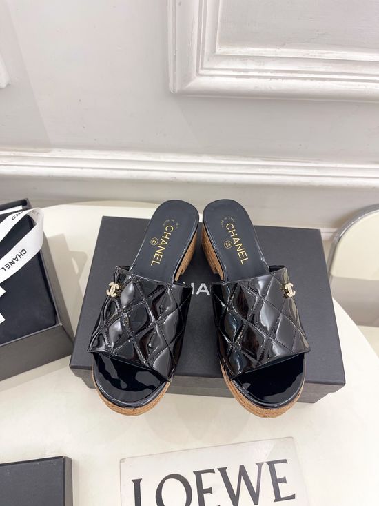 Chanel Quilted Wedge Slip-on Sandals Premium Durable Outsole