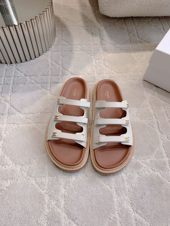 Celine Thick Sole Slide Sandals With Buckle Decoration