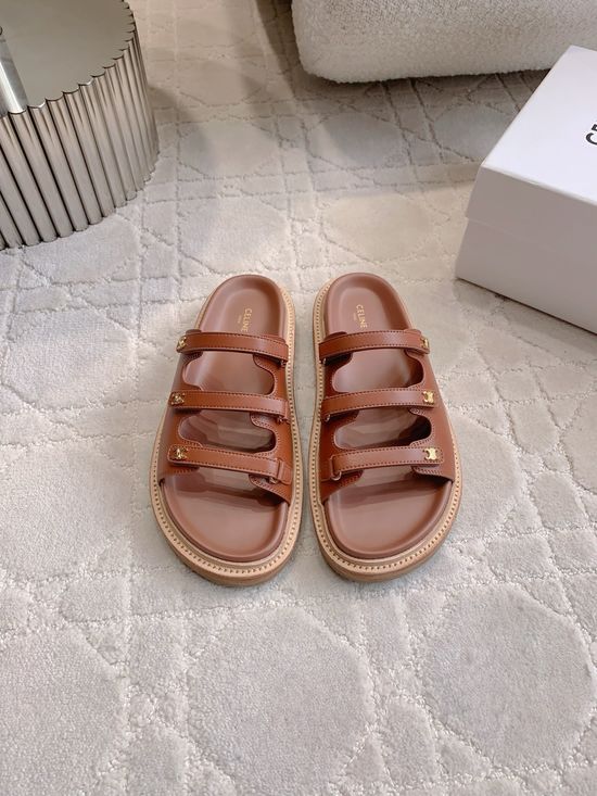 Celine Thick Sole Slide Sandals With Buckle Decoration