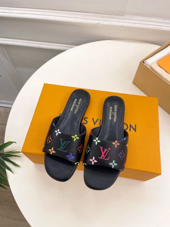 Louis Vuitton Embossed Pattern Soft Sheepskin Casual Slides
