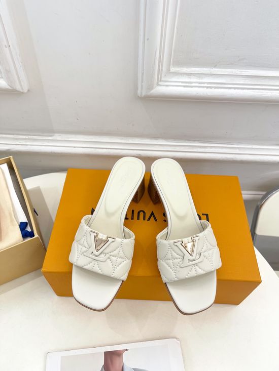 Louis Vuitton Embroidered Buckle Sheepskin Leather Flat Slides