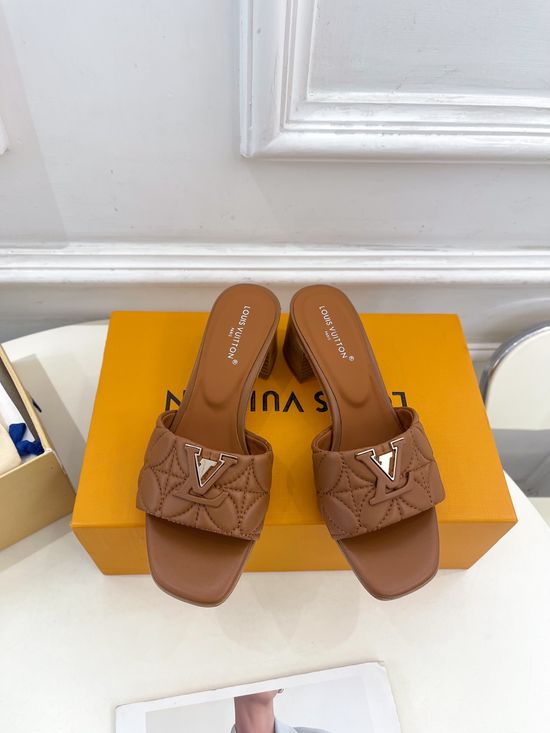 Louis Vuitton Embroidered Buckle Sheepskin Leather Flat Slides