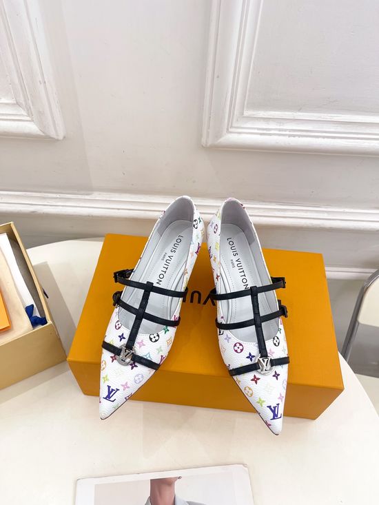 Louis Vuitton Pointed Toe Leather Ballet Flats Soft Sheepskin Lining