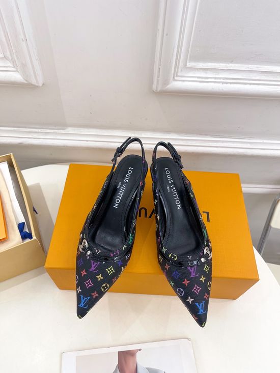Louis Vuitton Pointed Toe Kitten Heel Pumps Premium Leather Upper