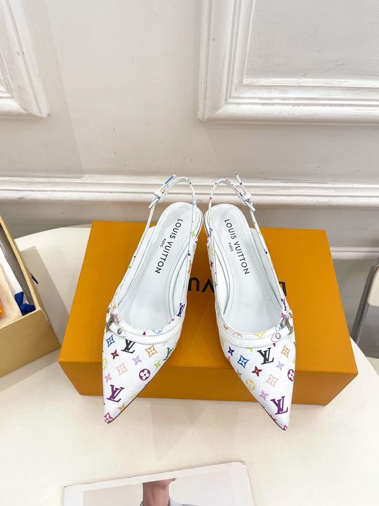 Louis Vuitton Pointed Toe Kitten Heel Pumps Premium Leather Upper