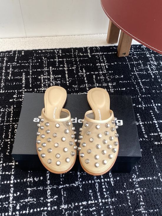 Alexander Wang Studded Slide Sandals Suede Lining Durable Anti-slip Sole