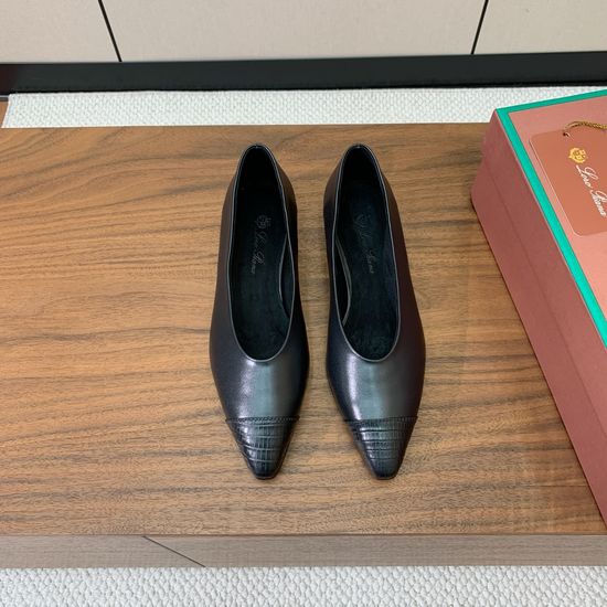 Loro Piana Leather Colorblock Flats Classic Minimalist Style Comfortable Wear