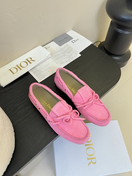Christian Dior Suede Loafers Decorative Buckle Durable Outsole Fashion