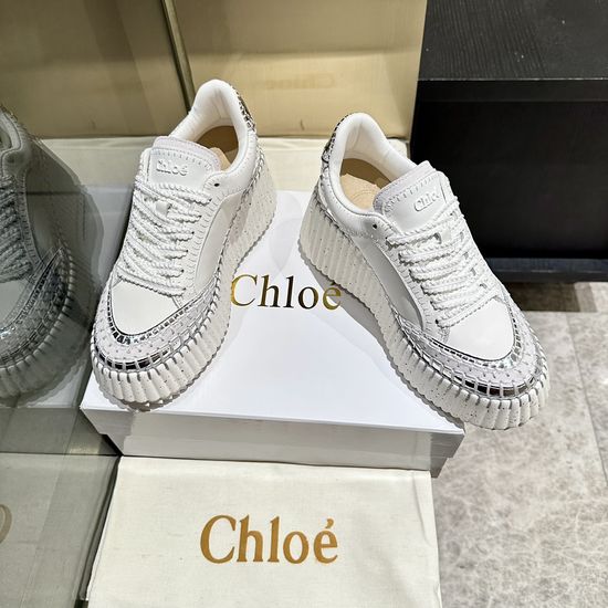 Chloe Hand Stitched Leather Upper Lightweight Casual Sneakers