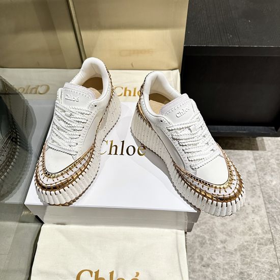 Chloe Hand Stitched Leather Upper Lightweight Casual Sneakers