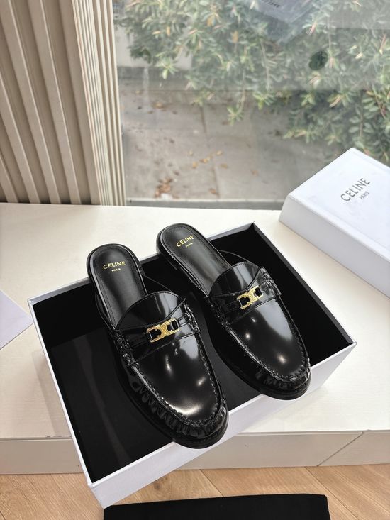Celine Closed Toe Mule Slides Genuine Leather Upper Comfortable