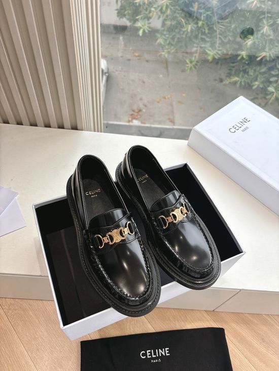 Celine Glossy Leather Loafers Original Quality Sole Daily Wear
