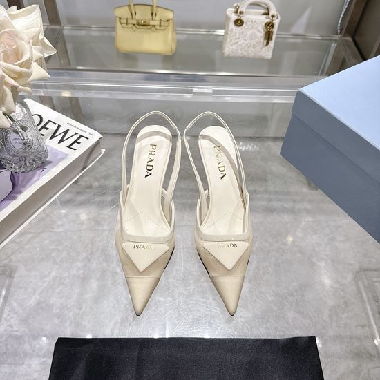 Prada Pointed Toe Mesh High Heel Sandals Leather Sole