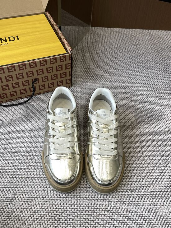 Fendi Stitched Leather Casual Sneakers Lightweight Daily Walking Shoes