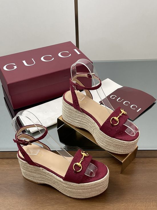 Gucci Horsebit Espadrille Platform One-Strap Peep Toe Sandals