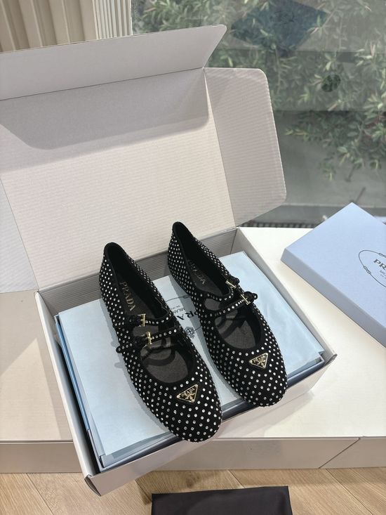 Prada Ballet Flats with Rhinestones for Comfort & Style