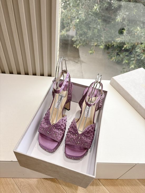 Jimmy Choo Elegant Silk Platform Heels with Adjustable Floral Detail