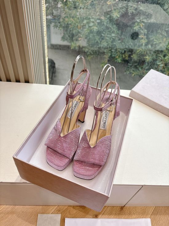 Jimmy Choo Handmade Platform Heels with Adjustable Floral Decor