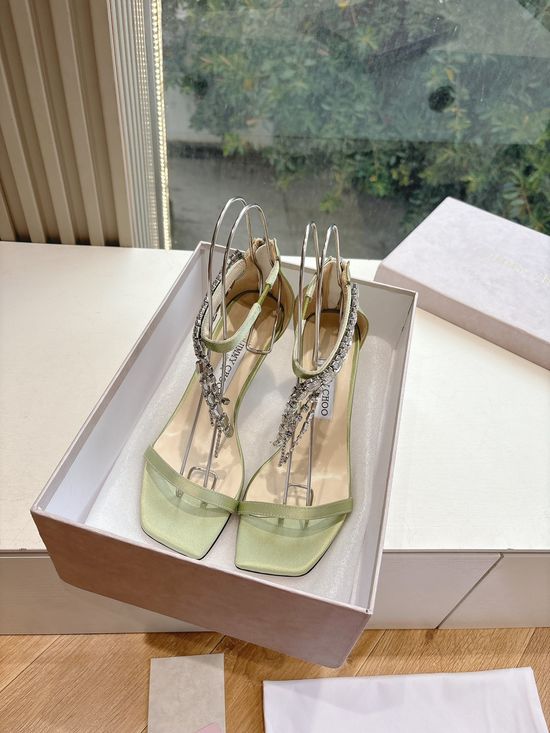 Jimmy Choo Elegant Rhinestone Platform Heels with Adjustable Floral Detail