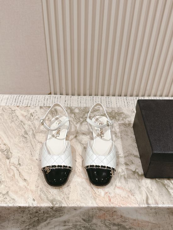 Chanel Classic Pearl Buckle Low Heel Leather Sandals