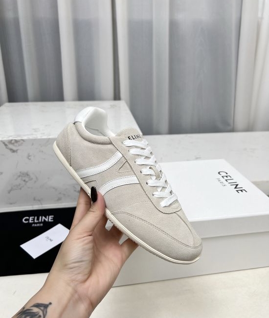 Celine Casual Suede Leather Lace Up Low Top Sneakers