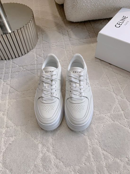 Celine Classic Color Thick Sole Comfortable Leather Sneakers