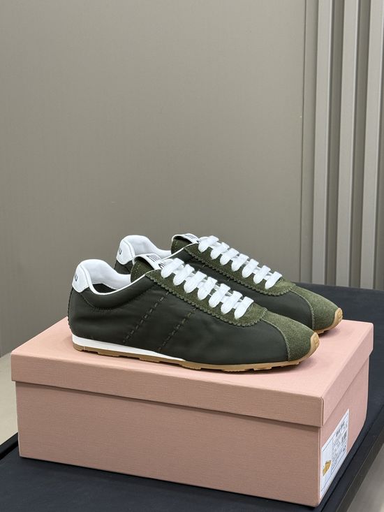 Miu Miu Vintage Low-top Casual Sneakers with Soft Leather Upper