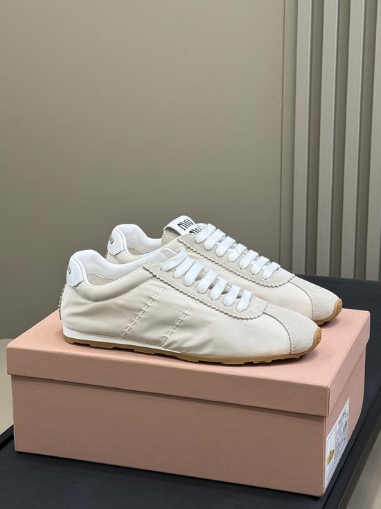 Miu Miu Vintage Low-top Casual Sneakers with Soft Leather Upper