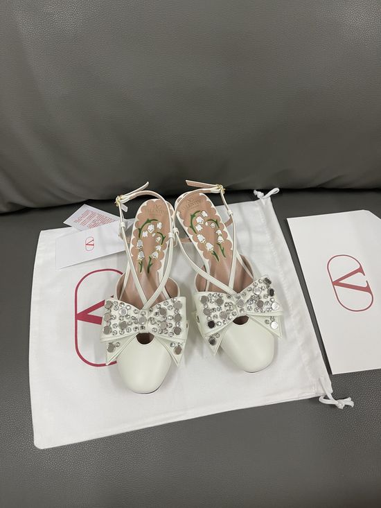 Valentino Rhinestone Decor Bow Mary Jane Shoes
