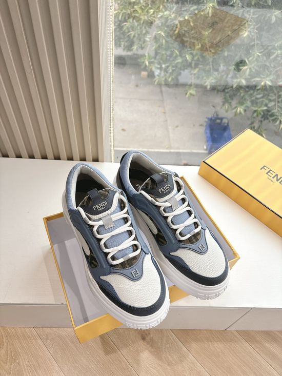 Fendi Stitched Leather Casual Sneakers With Logo Detail