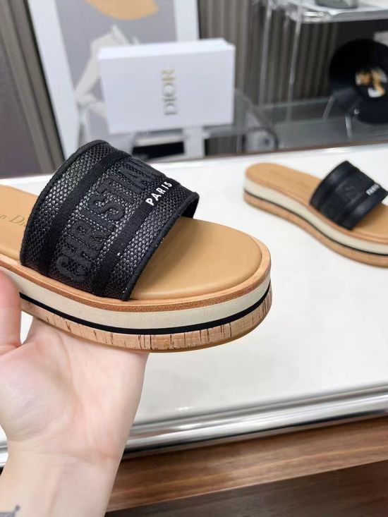 Christian Dior Color-Blocked Flat Thong Sandals with Embroidered Logo