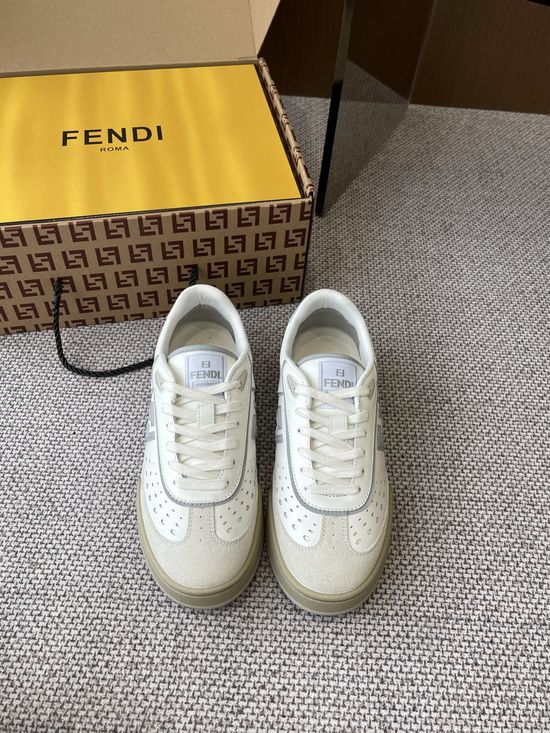 Fendi Stitched Leather Upper Breathable Durable Casual Skate Shoes
