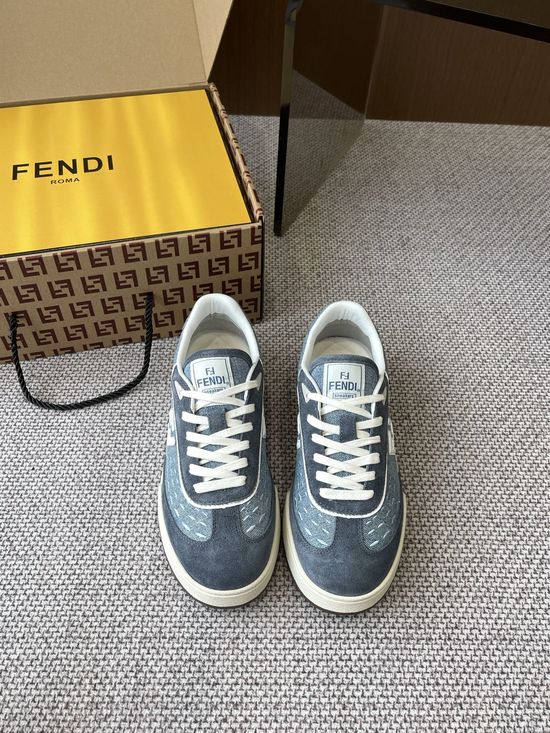 Fendi Stitched Leather Upper Breathable Durable Casual Skate Shoes