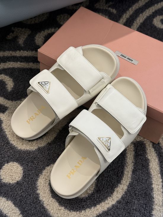 Prada Super Soft Lambskin Slippers with Classic Logo Accent