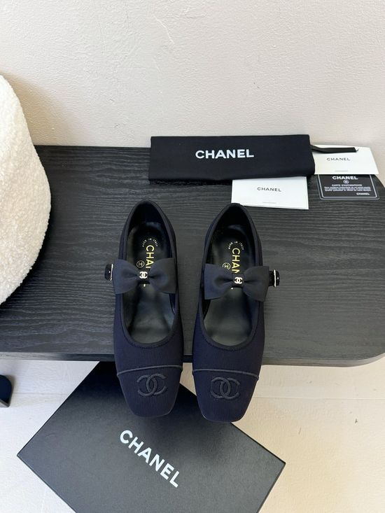 Chanel Elegant Satin Bow Mary Jane Shoes Silk Lining