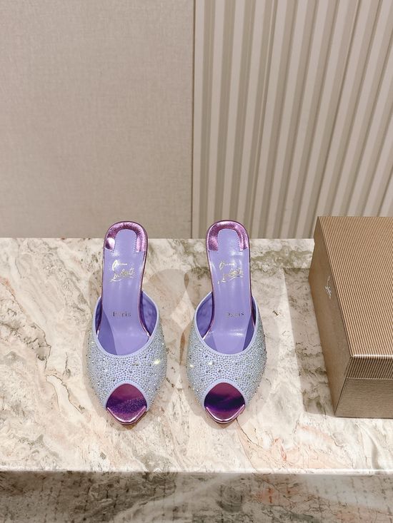 Christian Louboutine Elegant Platform High Heel Sandals with Floral Detail