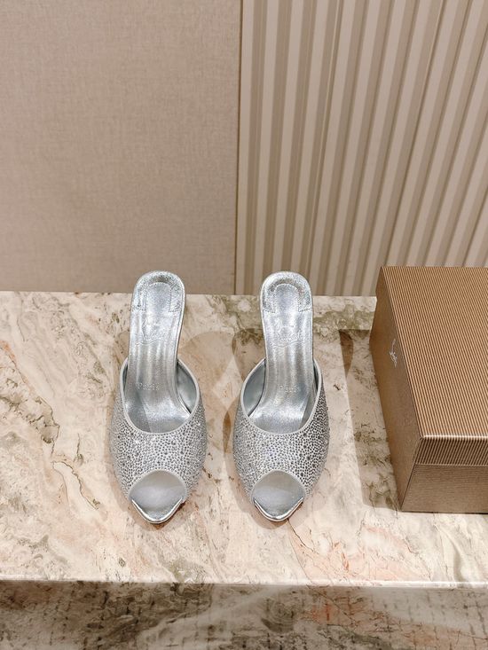 Christian Louboutine Elegant Platform High Heel Sandals with Floral Detail