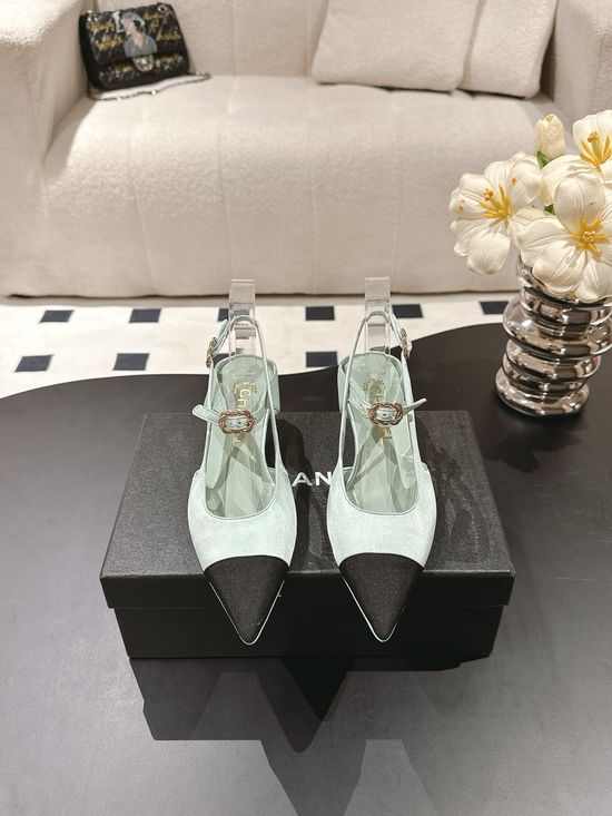 Chanel Pointed Toe Slingback Mary Jane Dress Sandals