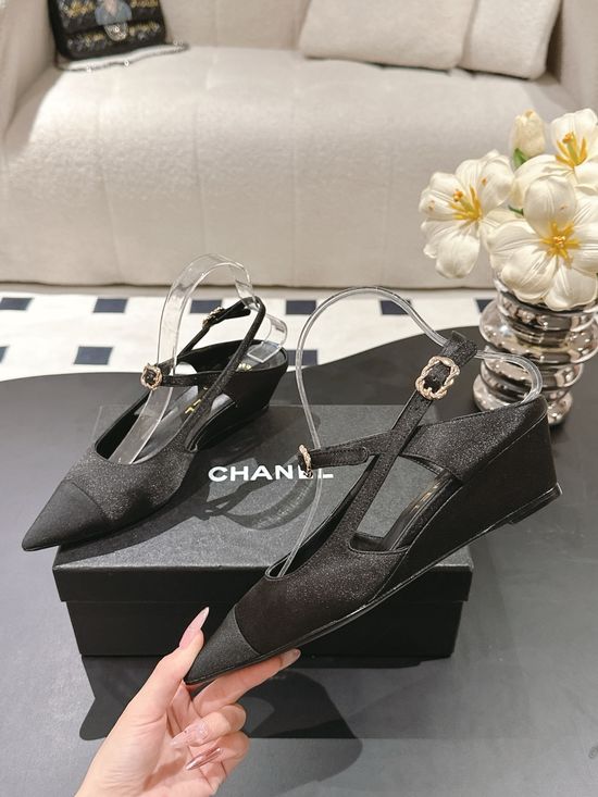 Chanel Pointed Toe Slingback Mary Jane Dress Sandals