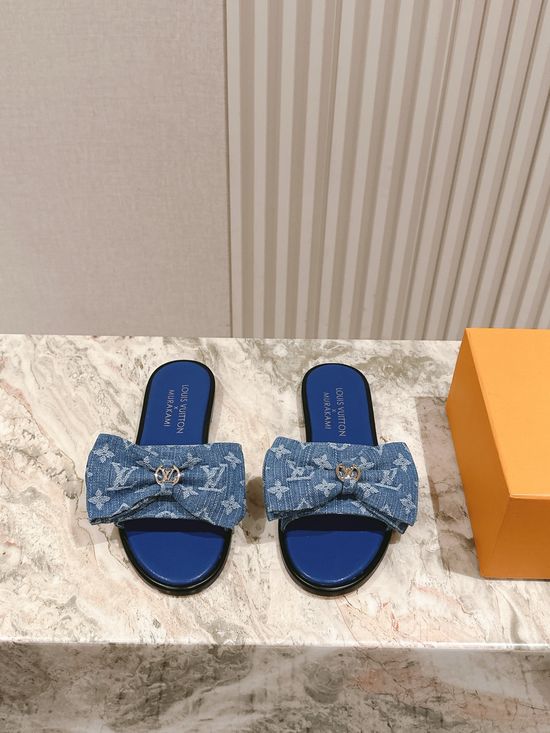 Louis Vuitton Printed Leather Comfortable Casual Flat Slides