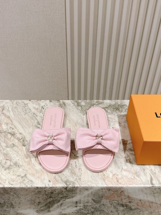 Louis Vuitton Printed Leather Comfortable Casual Flat Slides