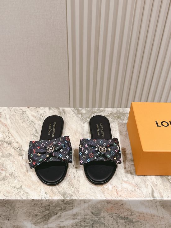 Louis Vuitton Printed Leather Comfortable Casual Flat Slides