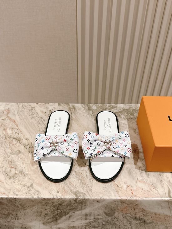 Louis Vuitton Printed Leather Comfortable Casual Flat Slides