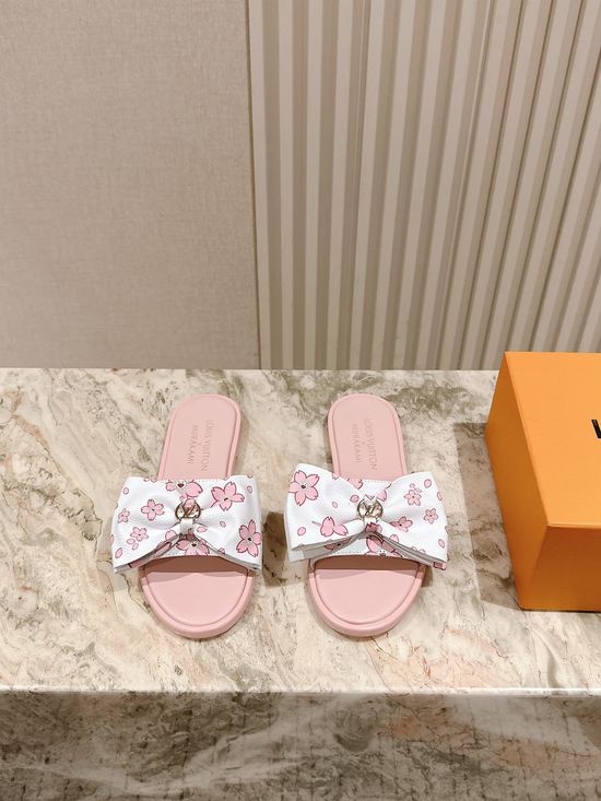 Louis Vuitton Printed Leather Comfortable Casual Flat Slides