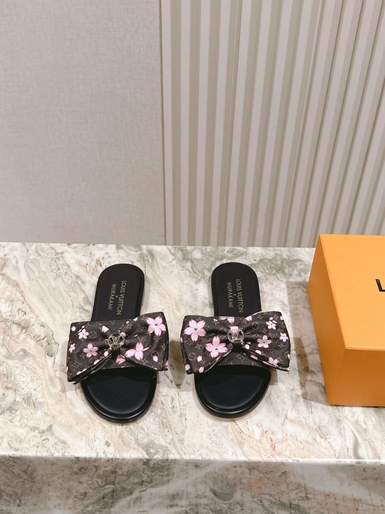 Louis Vuitton Printed Leather Comfortable Casual Flat Slides