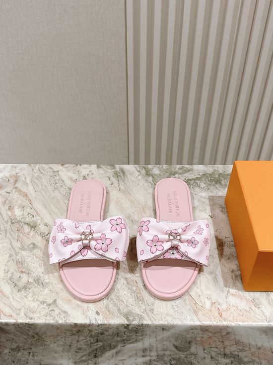 Louis Vuitton Printed Leather Comfortable Casual Flat Slides